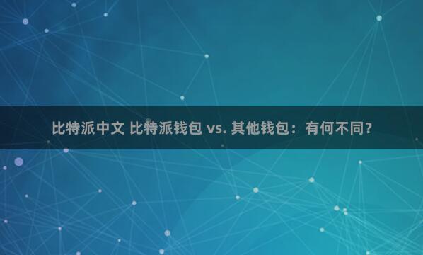 比特派中文 比特派钱包 vs. 其他钱包：有何不同？