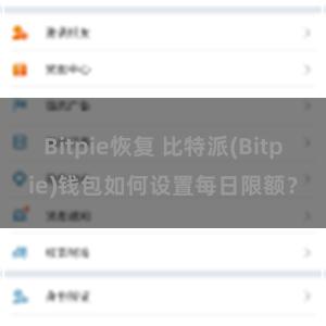 Bitpie恢复 比特派(Bitpie)钱包如何设置每日限额？